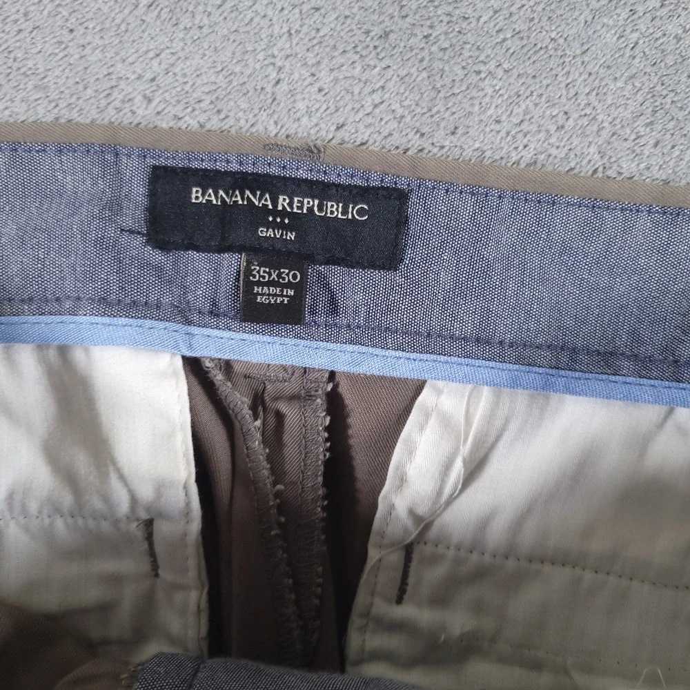 Banana Republic Gavin Chino Pants Mens 35x30 Grey Straight Leg Cotton Casual